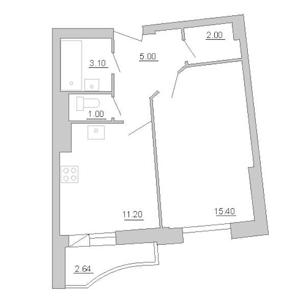 Однокомнатная квартира в : площадь 38.65 м2 , этаж: 8 – купить в Санкт-Петербурге